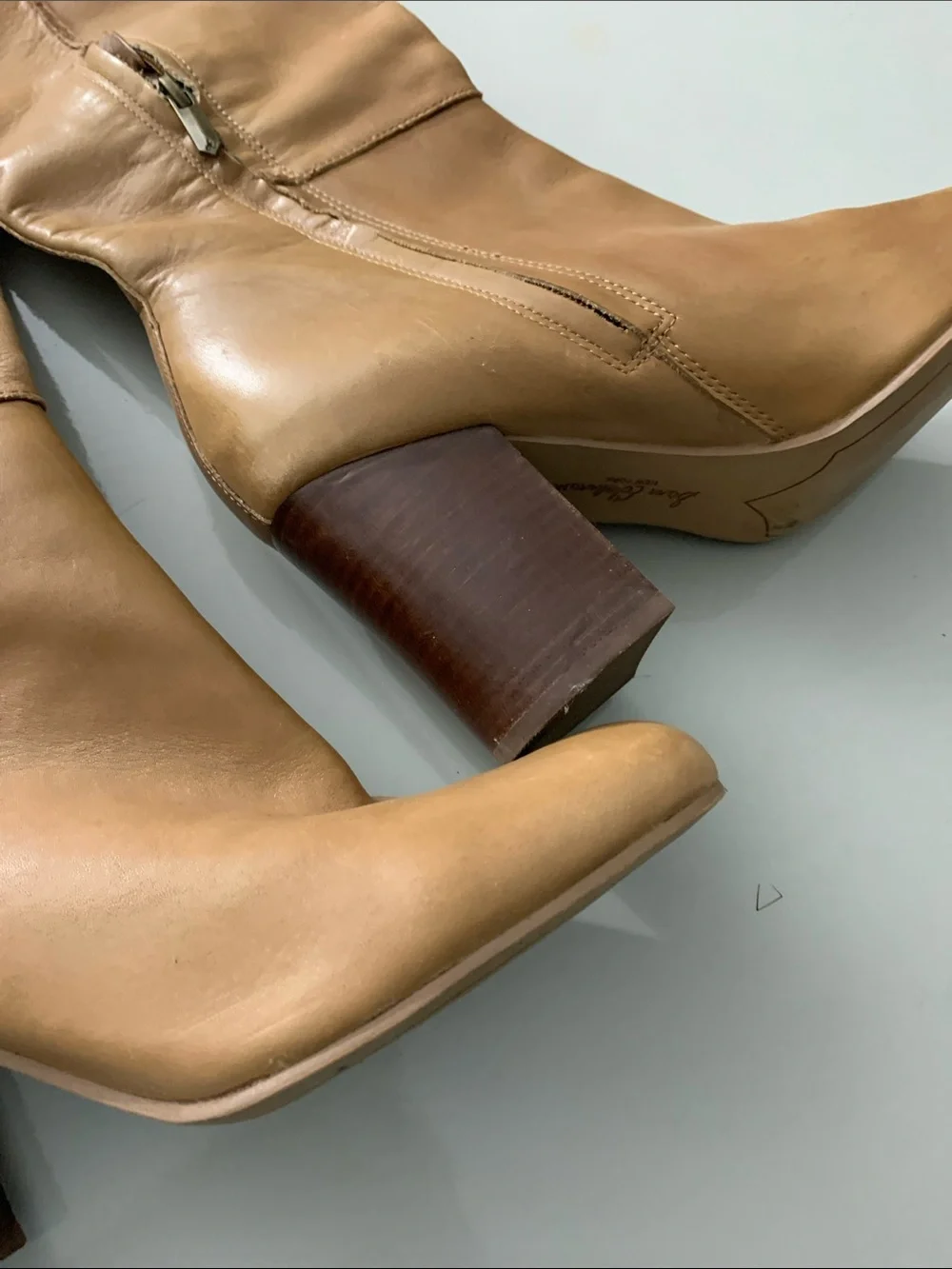 Sam Edelman Over-the-Knee Leather Boots in Tan